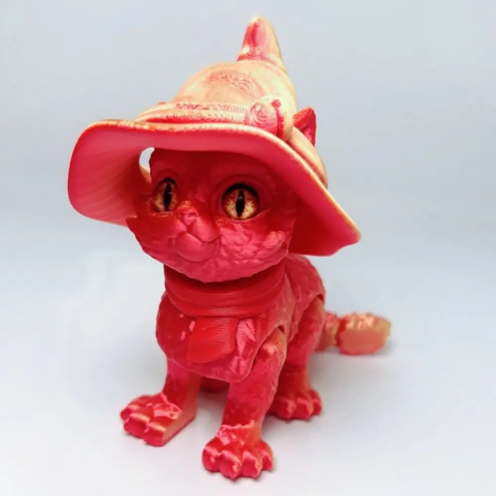 Modèle de chat imprimé en 3D, grands yeux, matière plastique, Sculpture créative, poupée de chats articulée, Style mignon, technologie d'impression 3D