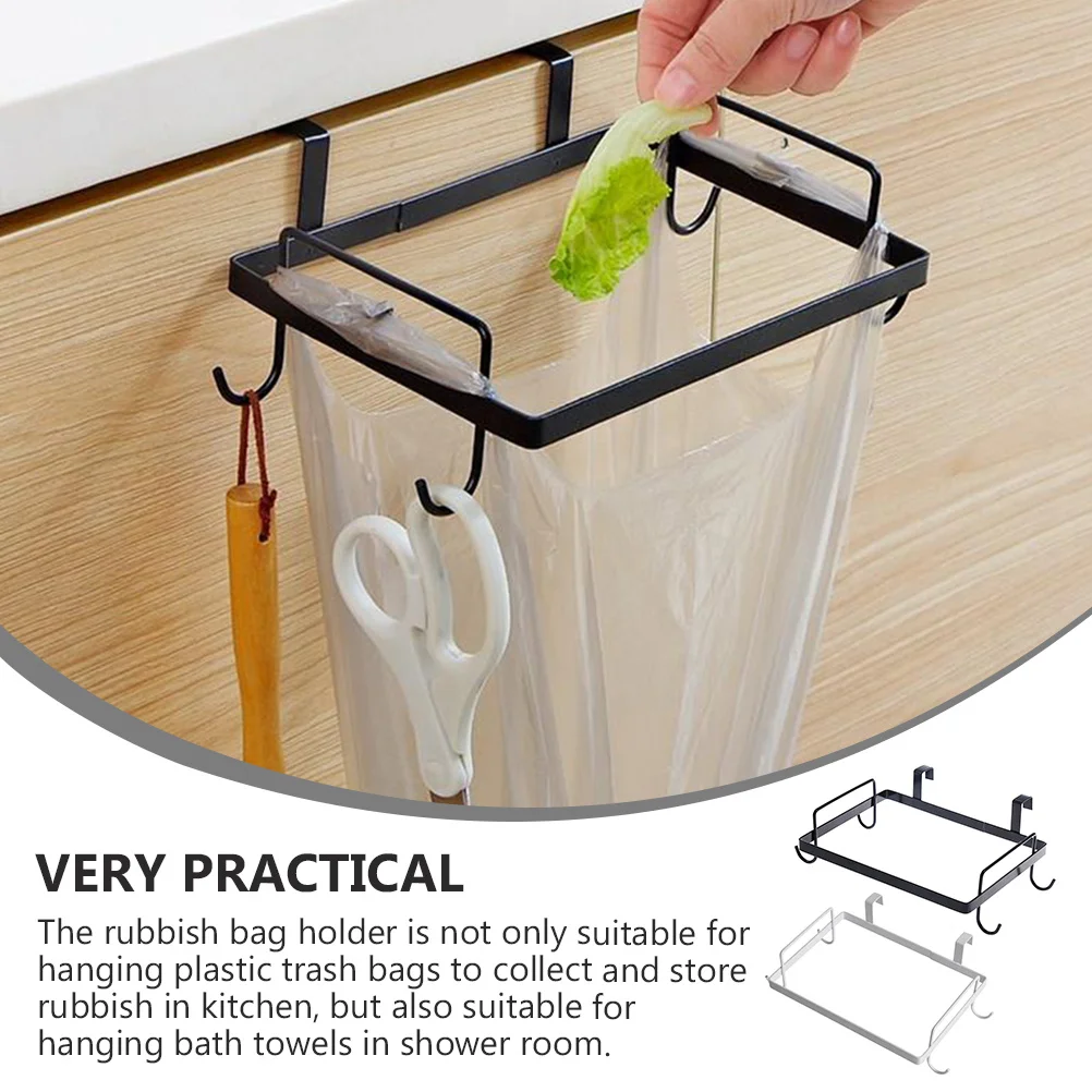

2Pcs Garbage Bag Hang Rack Iron Trash Bag Holder for Kitchen Cabinet Door Space Saving Multifunctional Hanging Storage Rack