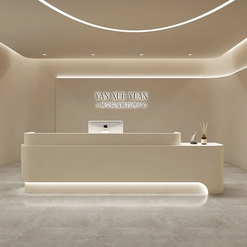 

Luxury Marble Front Desk Office Advisory Lighting Customizable Cabinet Reception Desk Console Mostrador Recepcion Bar Furniture