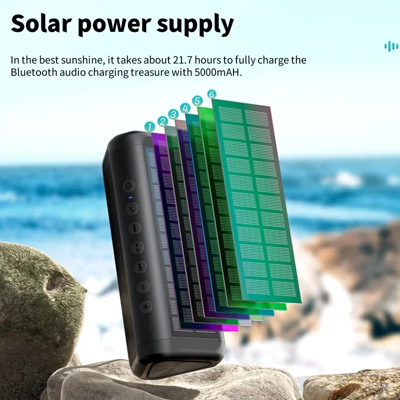 Hot Selling Portable 5000mAh Outdoor Bluetooth Speakers with Solar Function Multifunctional Camping Sound HIFI Sound Quality