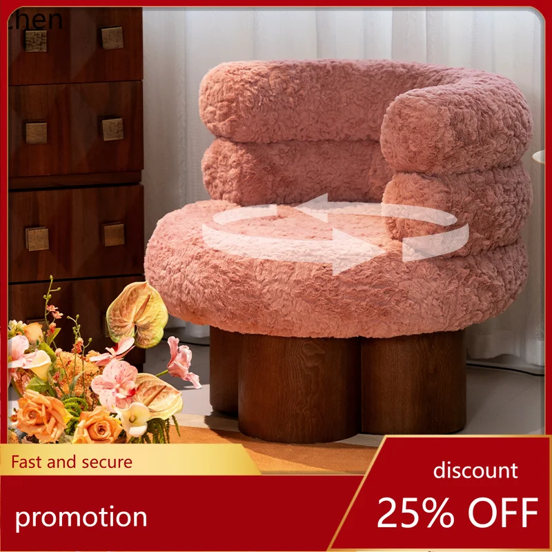 

CZ Lamb Wool Sofa Chair Balcony Leisure Single Chair Dopamine Cute Girl's Leisure Chair