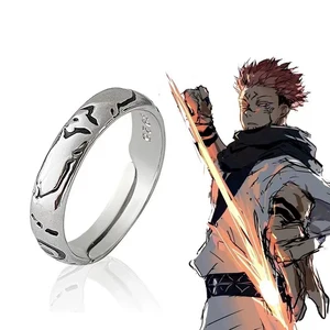 애니메이션 Jujutsu Kaisen Ryomen Sukuna Itadori Yuji Ring Cosplay 금속 오프닝 조절 가능한 유니스석 링 보석 보석 프로모션 액세서리 선물 12 최고의 판매 일본 보석 - №1