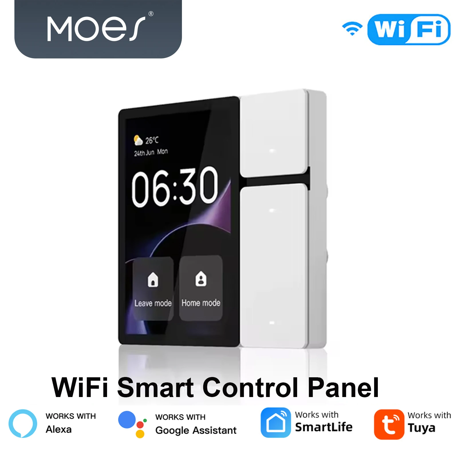 

Умная панель управления MOES Tuya WiFi с сенсорным экраном 3,5 дюйма, 3 реле и кнопки, ИК-пульт дистанционного управления, Bluetooth-концентратор Sigmesh, домашняя автоматизация