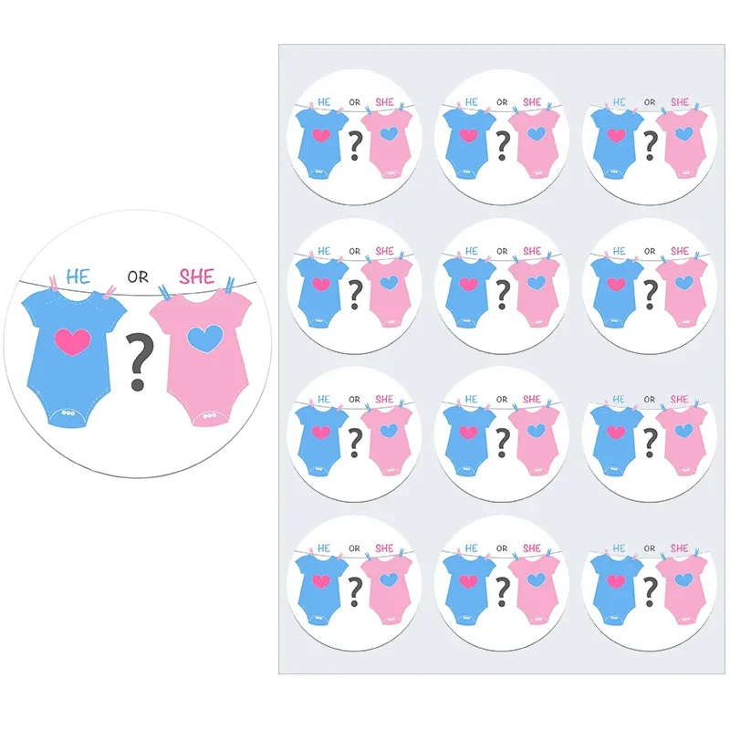 He or She Gender Reveal Team Boy Team Girl Stickers Boy or Girl Tags Labels Party Creative Decoration Baby Shower Supplies