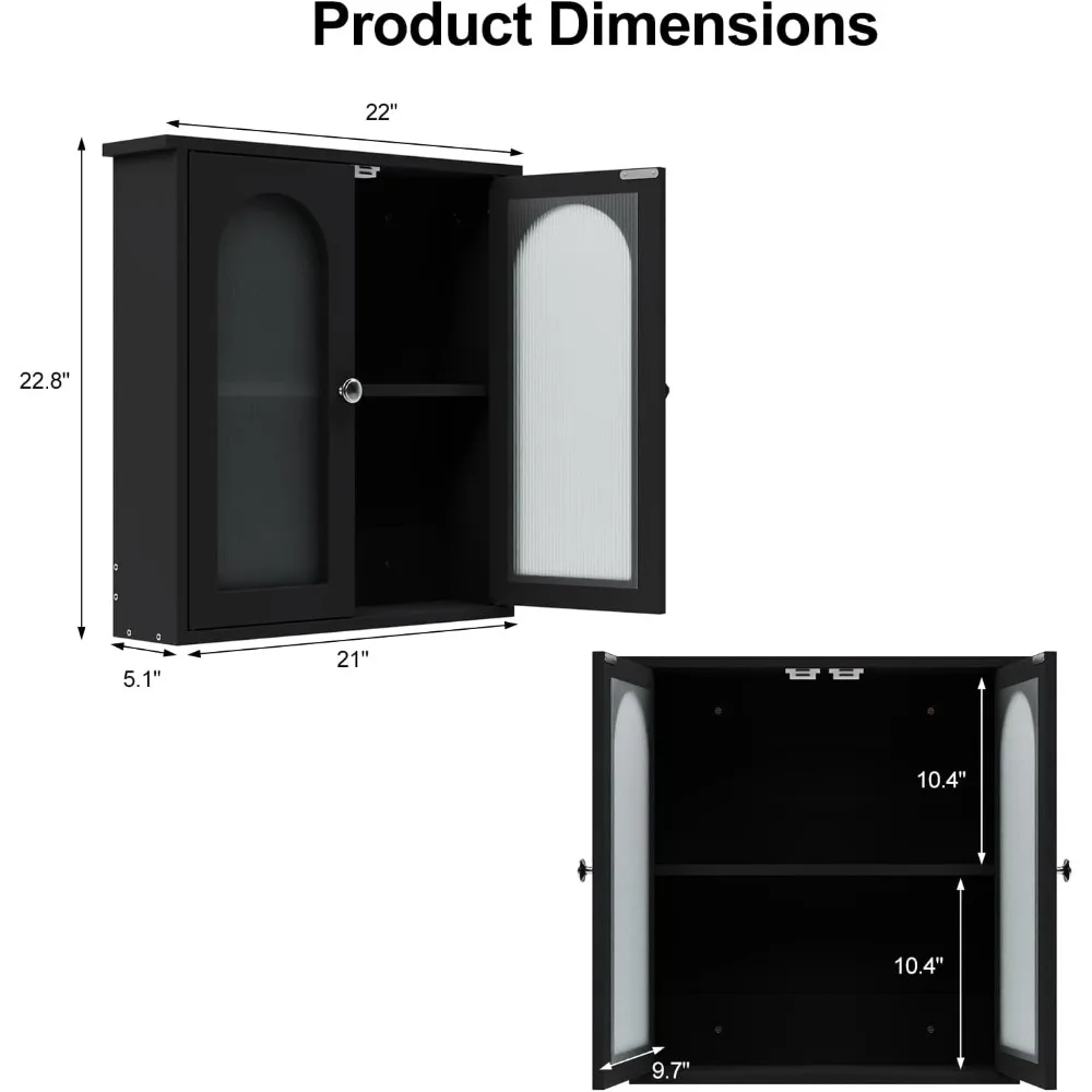 Armário de banheiro de parede arqueado para armazenamento acima do vaso sanitário