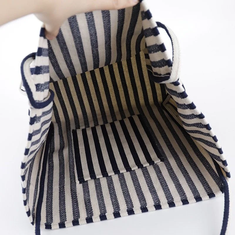 Striped Canvas Bag for Women, Large Capacity Shoulder Bag, Daily Shopping Totes, Student Bookbag, School Travel Beach Bag