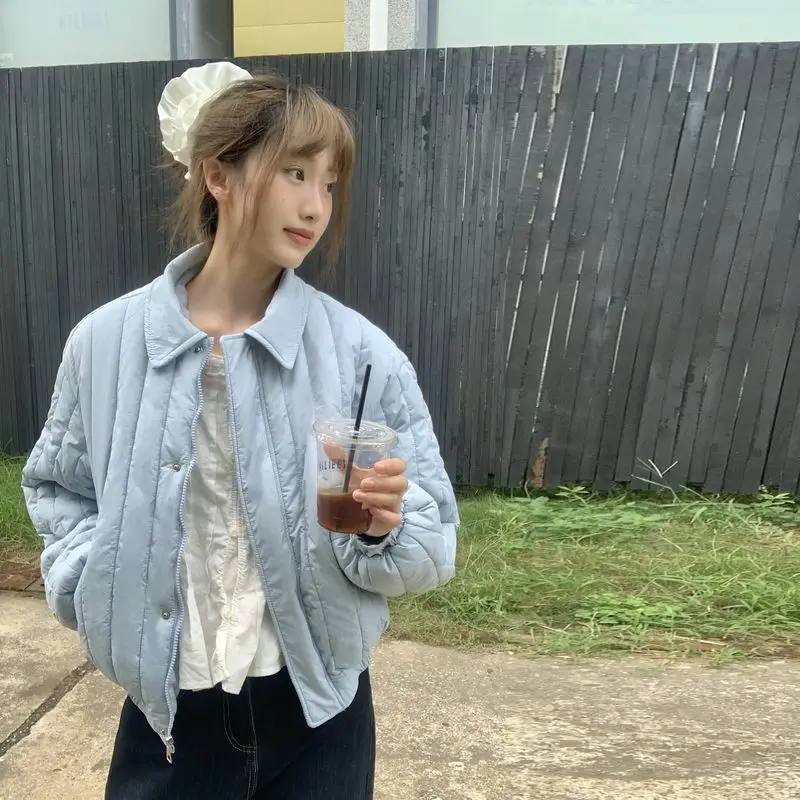 

Women's New Cotton-Padded Jacket Minimalist Stand Collar Short Coat Winter Thick Warm Jacket for Cold Weather Outwear Fashion