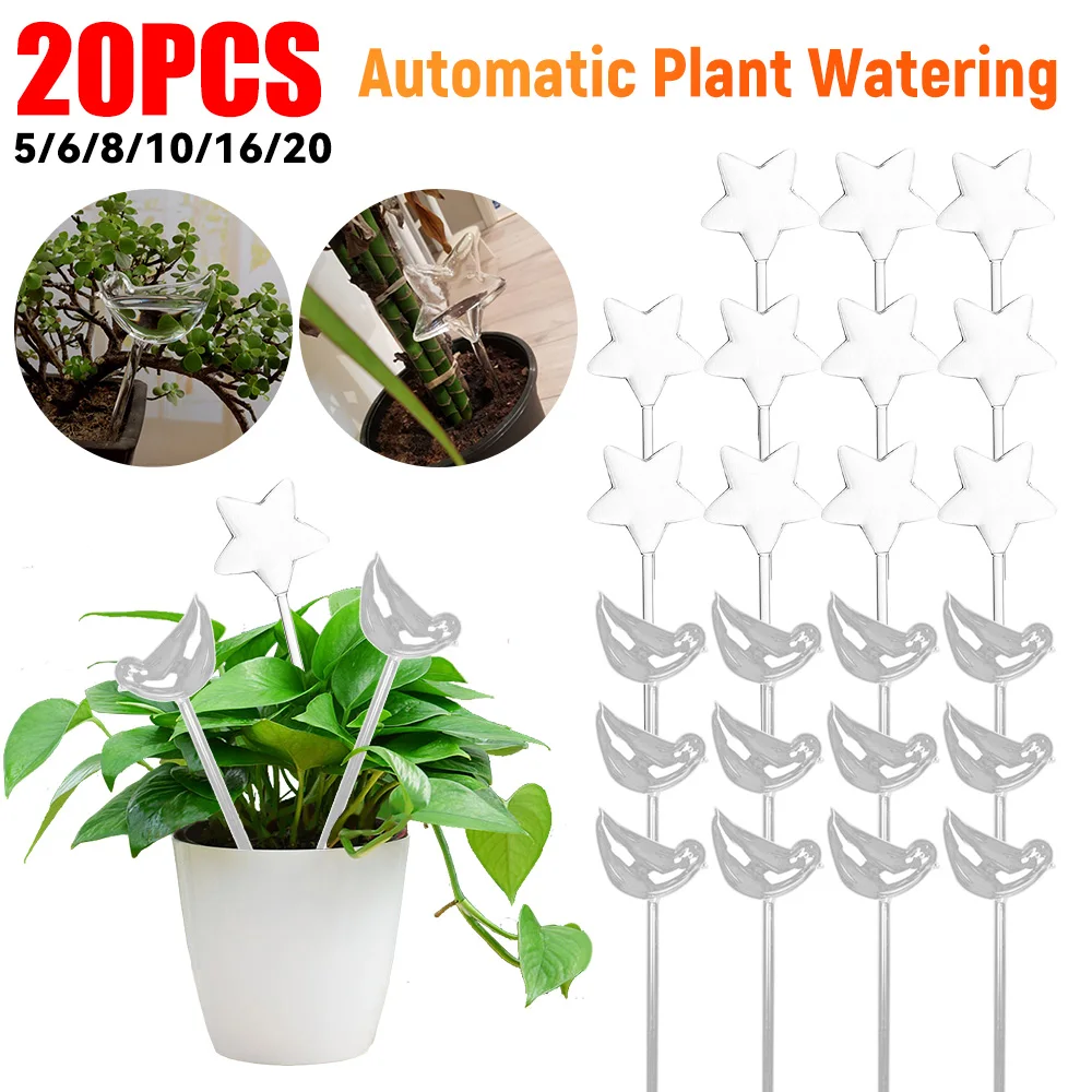 20PCS Automatic Plant Watering Device Self-Watering Plants Star/Bird Shape Bulbs Drip Irrigation System for Garden Flower Plants