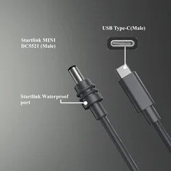 Starlink Mini Charge Cable USB C to DC 5.5*2.1mm Waterproof Cable 100W PD 20M 66FT Max Starlink Mini Power Kabel For Outdoor