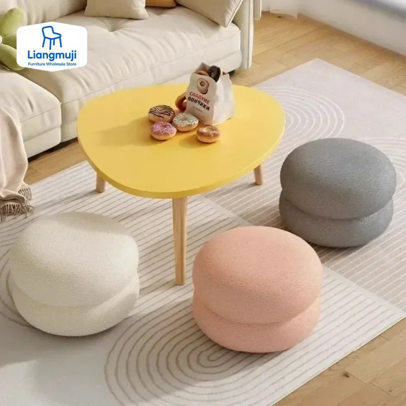 

Lamb Plush Stool Family Living Room Children's Sofa Low Stool Doorstep Sitting Cushion Changing Shoes Low Chair Decor Furniture