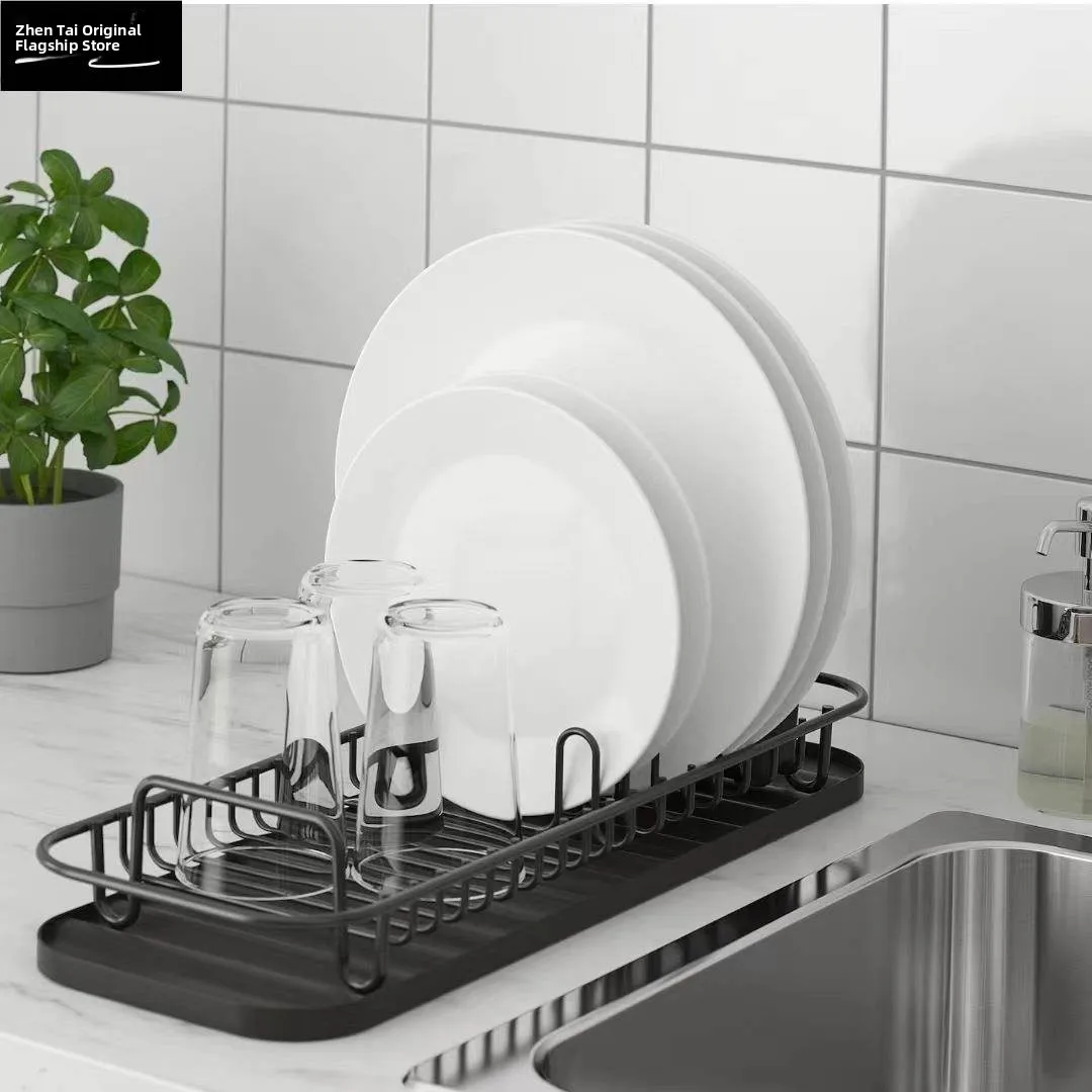 

Multifunctional Plate Rack Water Drainage Kitchen Storage Device Industrial Style Stainless Steel Dish Drainer Space Saver
