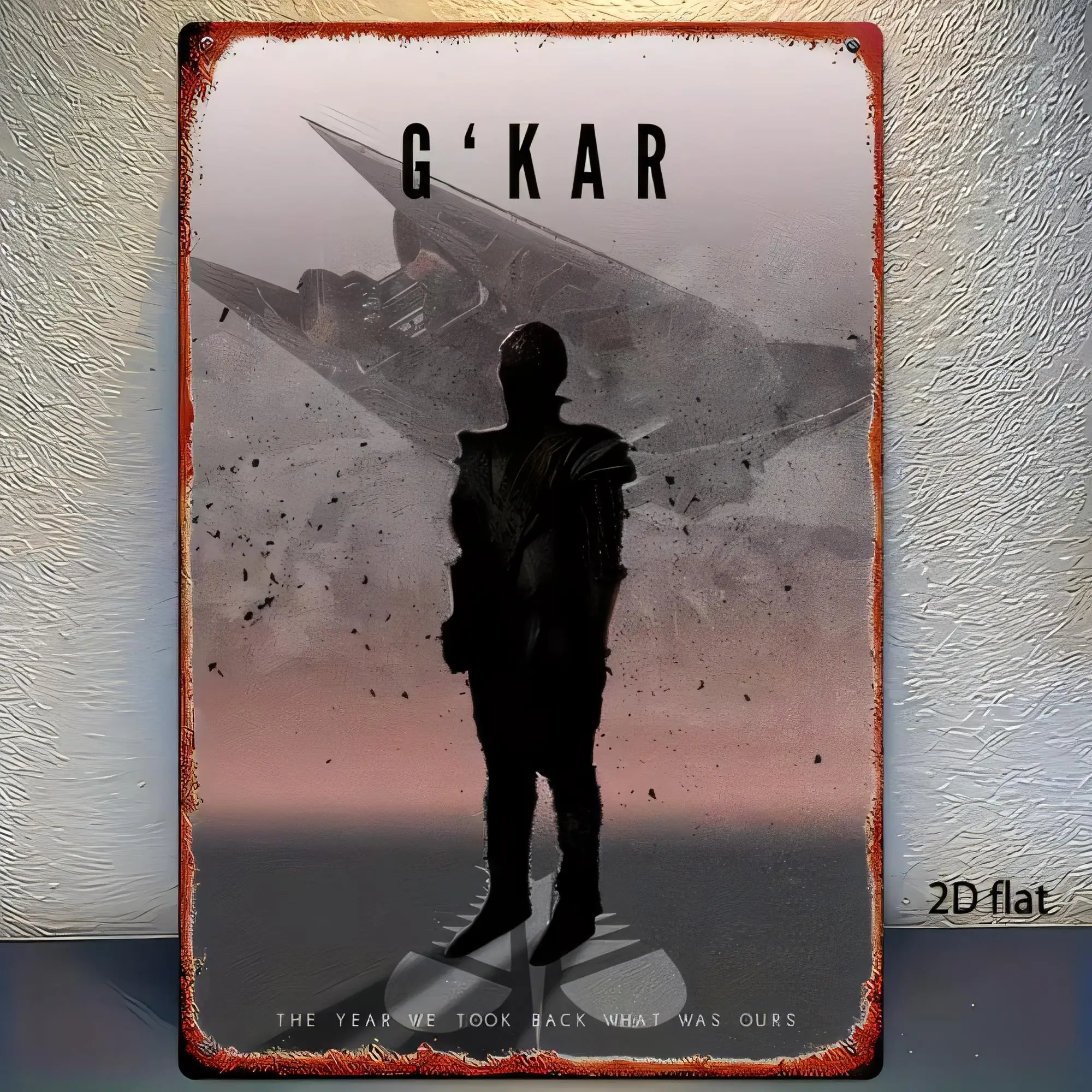 G'KAR Vintage Movie Character Poster Tin Sign  Metal Wall Art Rusty Red Border Decorative Plaque for Bedroom Bar Garage Office H
