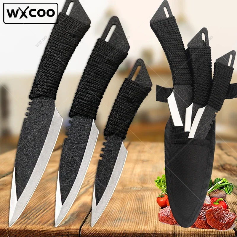 WXCOO Kitchen Boning Knife Set Stainless Steel Chef Meat Fruit BBQ Knife Professional Butcher Cleaver Fish Knife with Cover