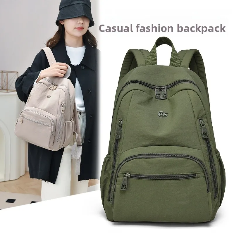

Lightweight Japanese Style Women's Backpack Pure Color Waterproof Multi-Pocket Laptop Commuting Double Shoulder Bag for Colle...