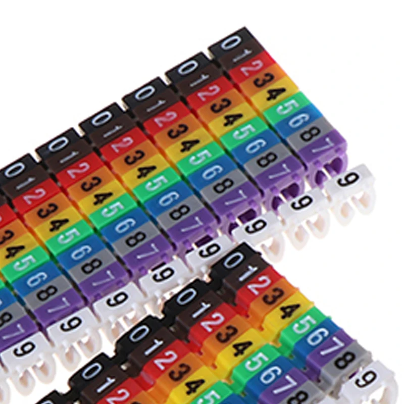 New 100/150pcs/lot Cable Markers Colourful C-Type Marker Number Tag Label For 2-3mm Wire