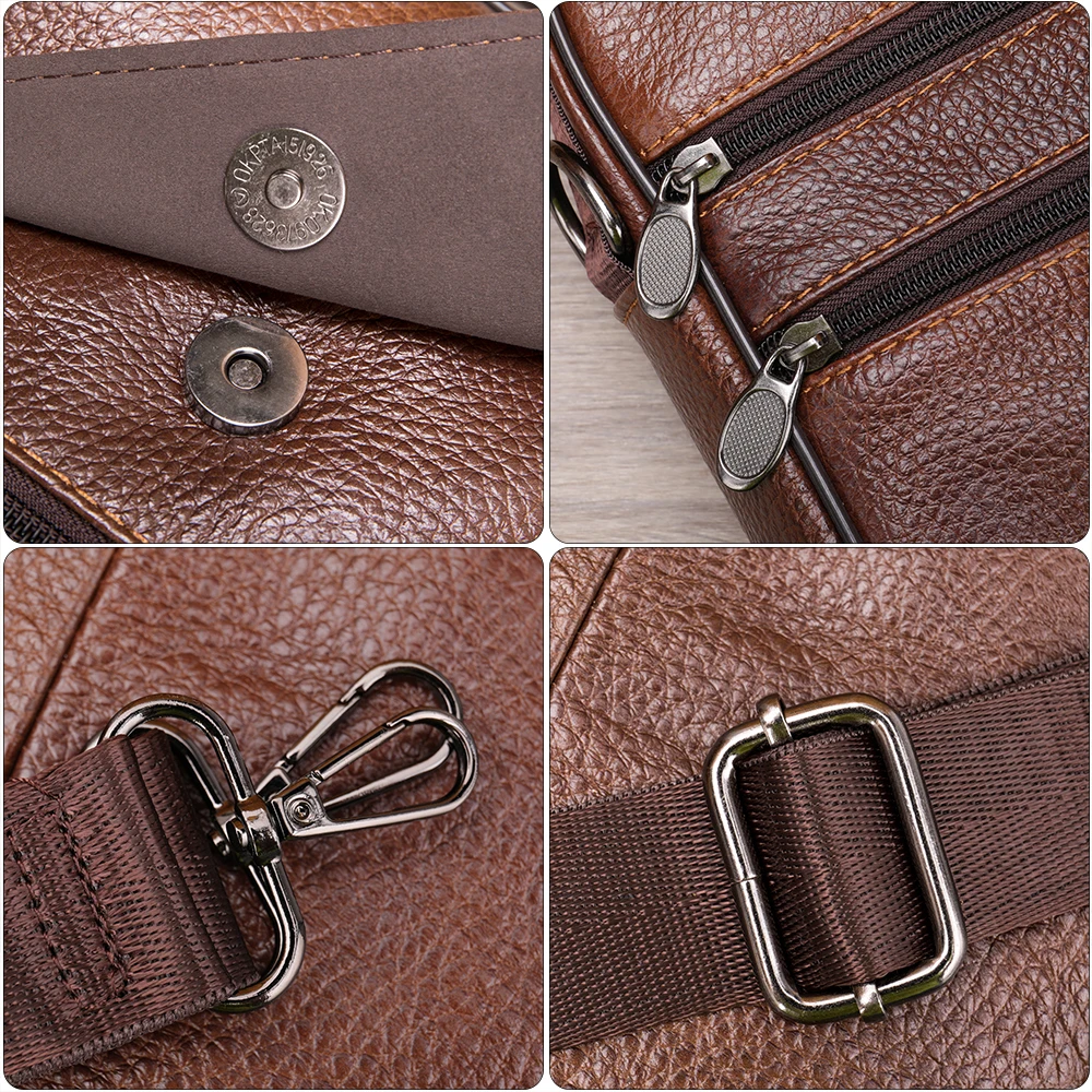 WESTAL Men's Crossbody Bag Handbag Casual Bag Clamshell Multi-Functional Leather Shoulder Bag Men's Cowhide Bag image 5