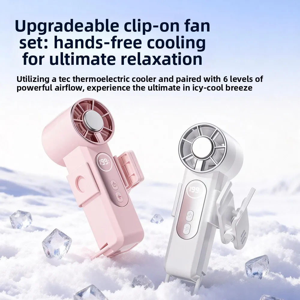 2026 New Ice Compress Handheld Portable USB Charging Digital Display 199 Levels High Number Mini Outdoor Small Fan