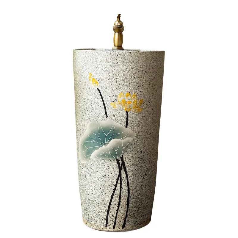 

Column type washbasin retro balcony column basin household bathroom basin ceramic washbasin