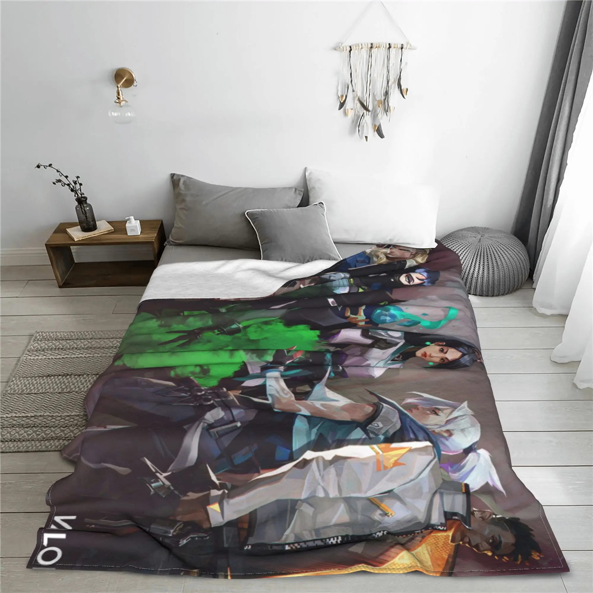 Valorant Shooting Game Computer  Blanket Lightweight Flannel Sofa Throw Blanket for Couch Bedding Office Throws Bedspread Quilt