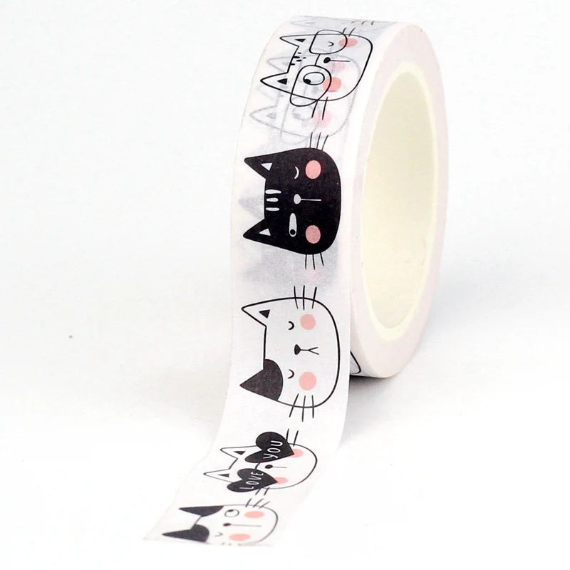 2023 NEW 1PC. 10M Decor Kawaii Cat Expression Washi Tape for Scrapbooking Journaling Adhesive Masking Tape Cute  Stationery