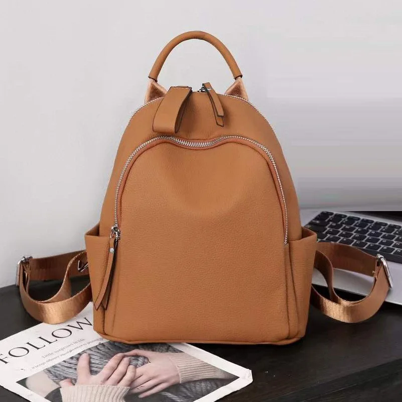 

Small Real Cow Leather Backpack Casual Genuine Leather Bagpack Anti-theft Ladies Travel Shoulder Bag