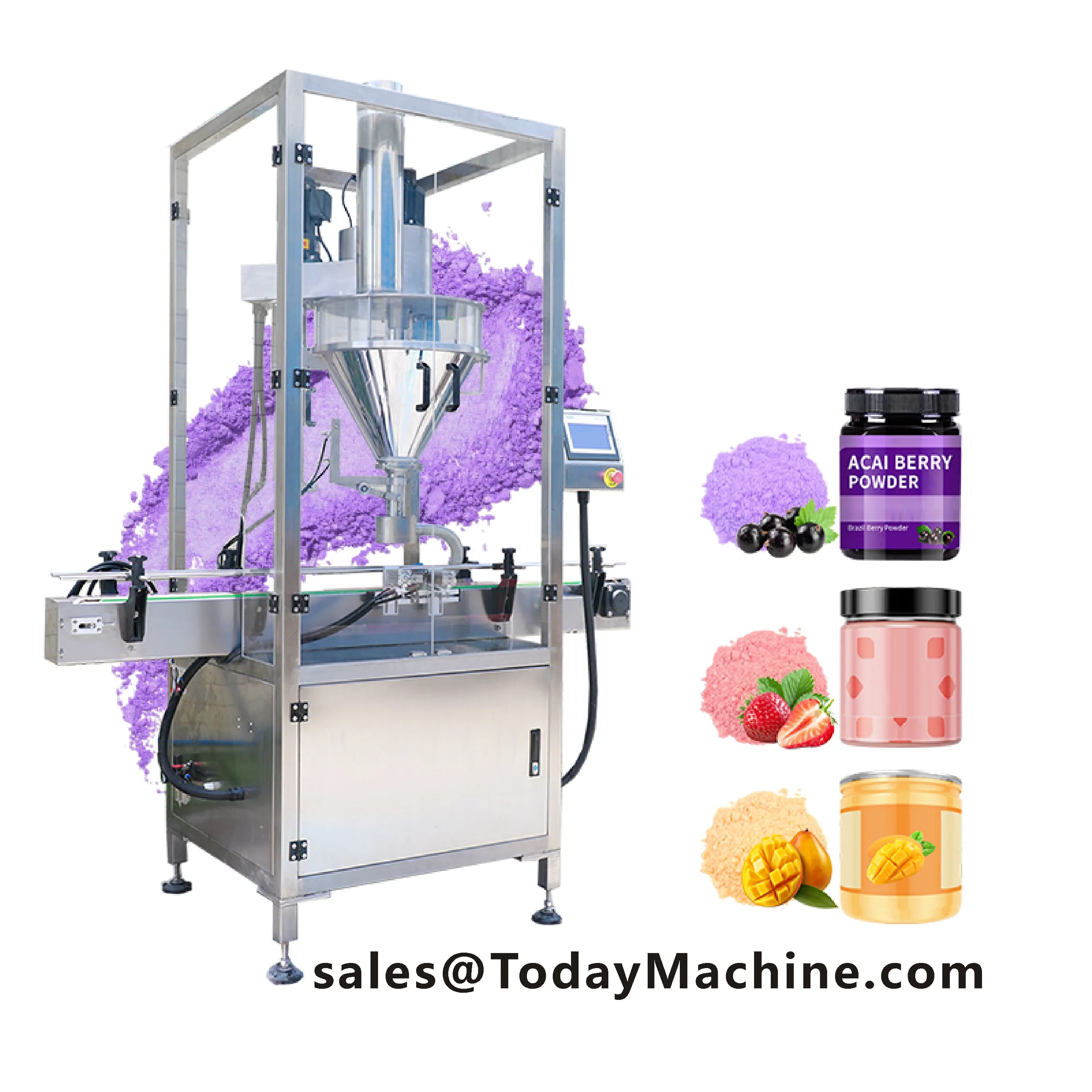 Flour Cans Bottling Bag Powder Filler Cosmetic Powder PLC Chemical Vial Auger Filling Machine