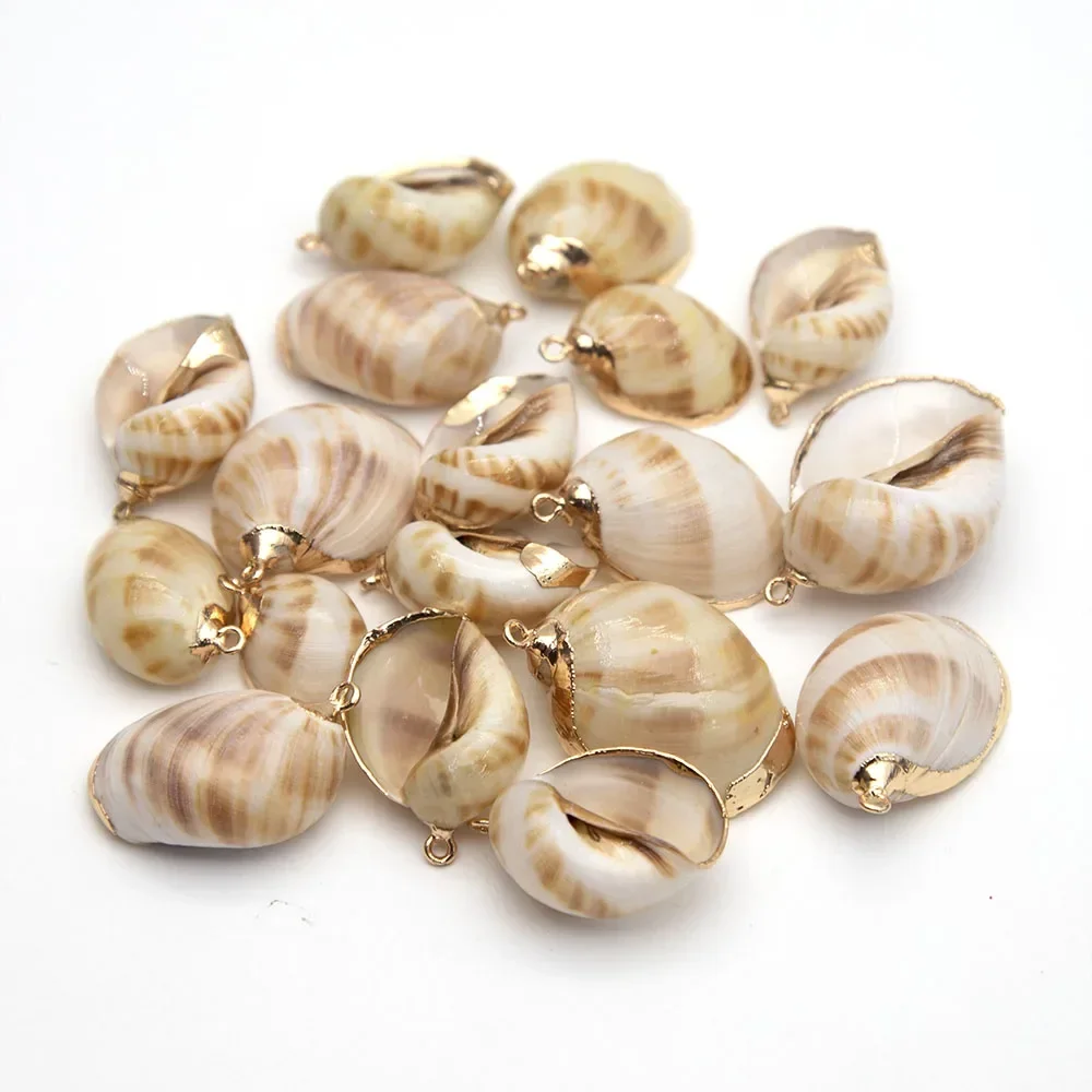 1/5/10 قطعة 10-30 مللي متر محارة شل قلادة جالبة للحظ الحدود الذهبية الطبيعية البحر قذيفة DIY بها بنفسك لصنع القلائد أقراط حجم غير منتظم