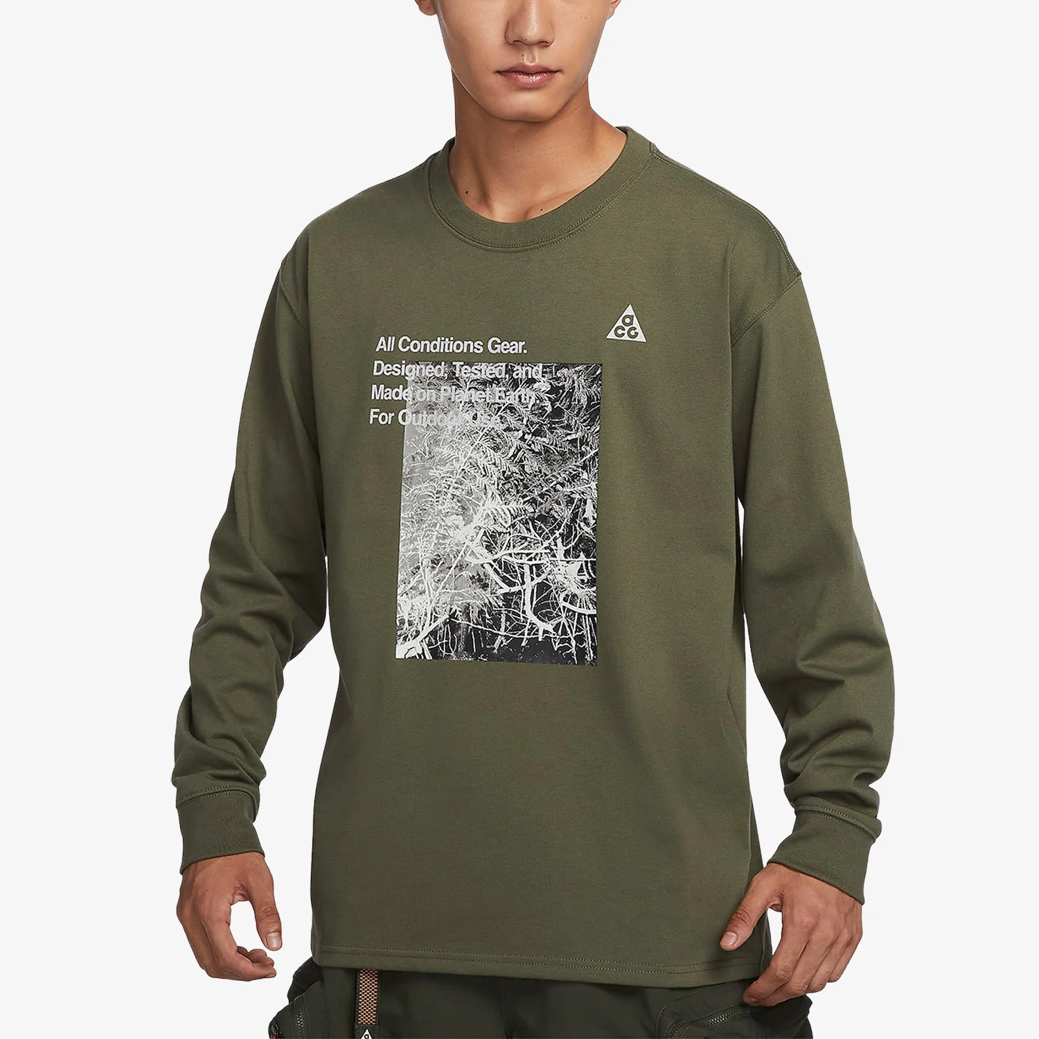 Nike genuine new men's loose casual printed breathable sports long sleeved shirt FN7319-222