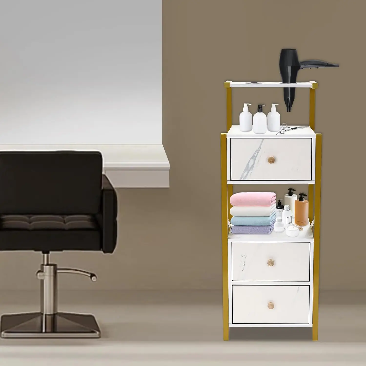 

НОВАЯ станция для салона красоты, парикмахерские станции с выдвижным ящиком, хранилище для макияжа с держателем для фена, органайзер, оборудование для парикмахерских
