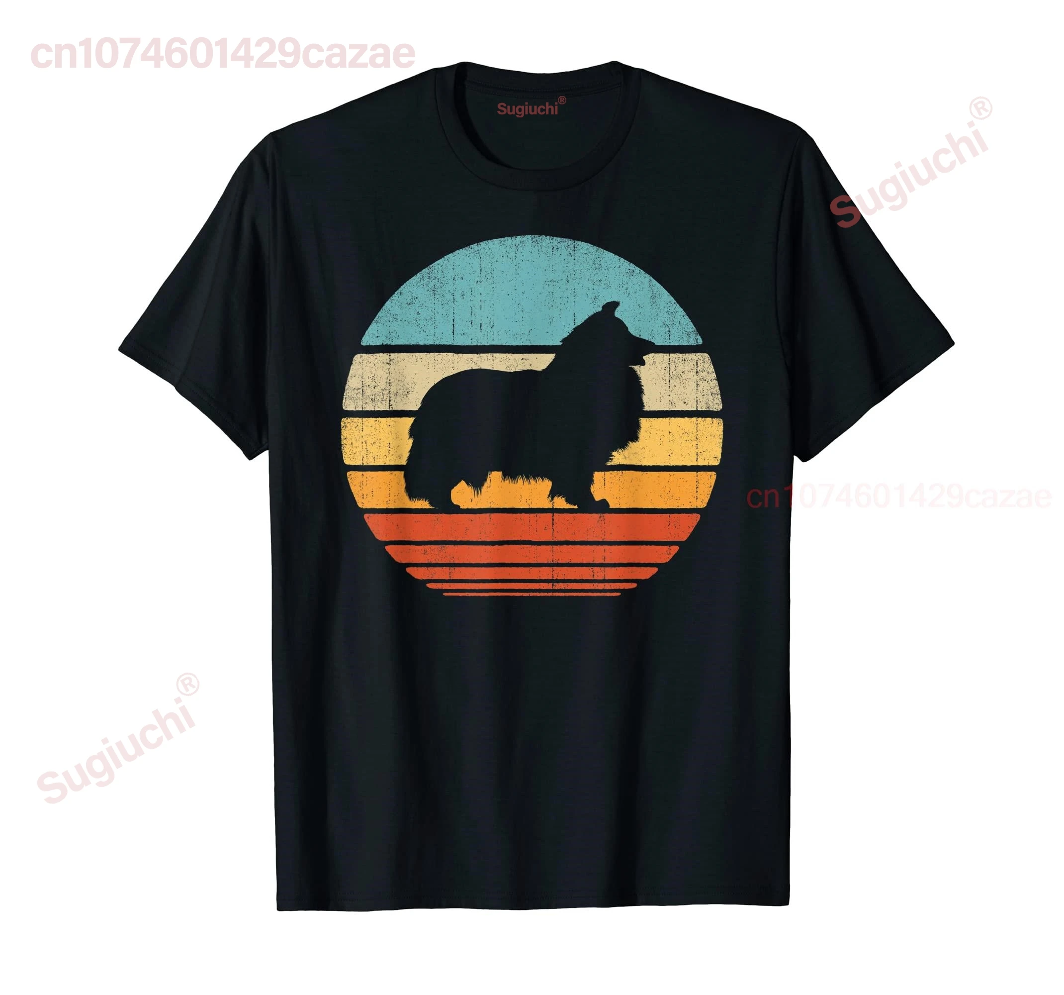 

100% Cotton Sheltie Shetland Sheepdog Retro Vintage 60s 70s Sunset Dog T-Shirt MEN WOMEN UNISEX T Shirts Size S-6XL