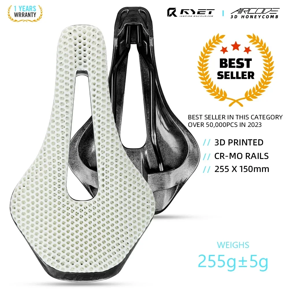 RYET Full Carbon Saddle 3D Printed Bicycle Saddle Ultralight Hollow Comfortable Breathable MTB/Road 150MM Bike Cycling Seat Part