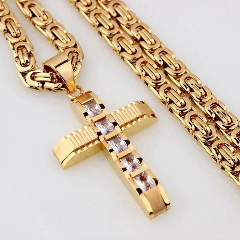 Christian Cross Pendant Women's New Fashion Metal Zircon Inlaid Accessories Religious Amulet Jewelry Without Chain