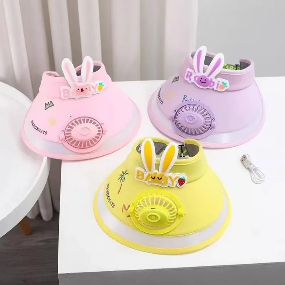 

Cartoon Fan Empty Top Hat Children's Fashionable And Personalized Multifunctional Uv Resistant Sun Hat Creative Idea