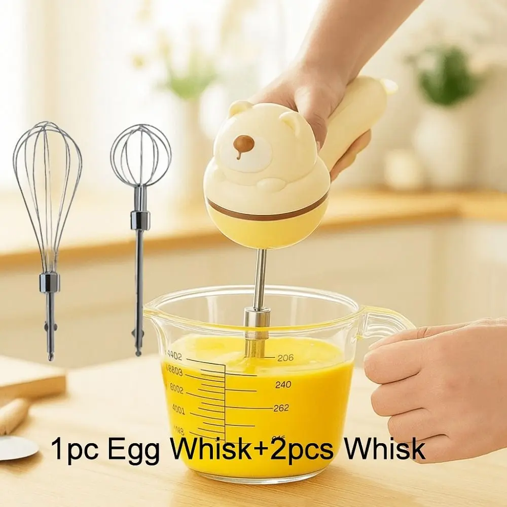

Baking Supplies Handheld Bear Electric Eggs Beater Rechargeable Cordless Cream Whipper Labor-saving Egg Mixer Cake