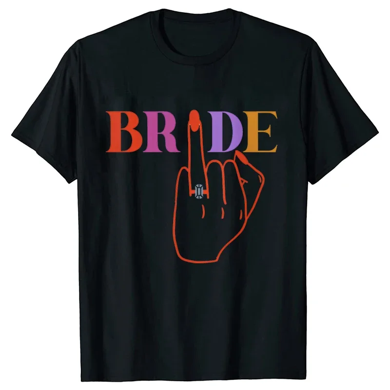 Colourful Bride and Team Ring Finger T-shirt Funny Bridal Wedding  Tees Girls Single Farewell Bachelorette Hen Party Tops