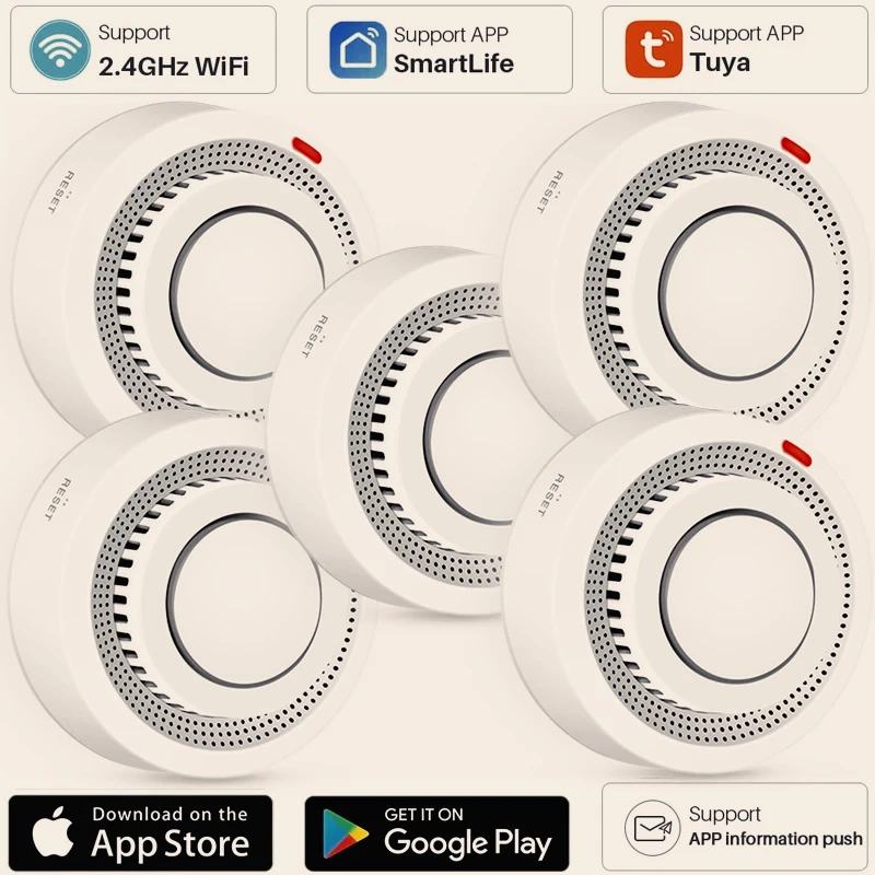 

Wifi Tuya Smart Smoke Detector Sensor Wireless Fire Protection Smoke Alarm High Sensitivity Safety Prevention Sensor 80DB