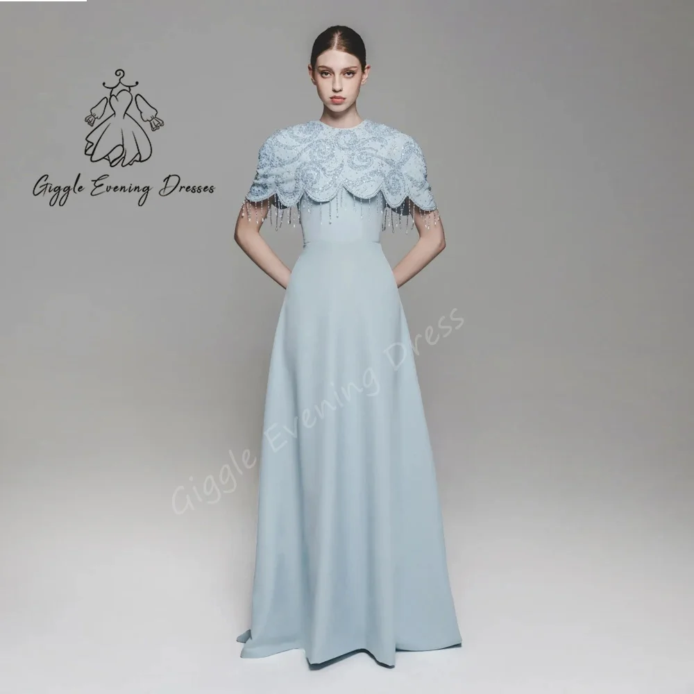 Giggle-vestidos de novia sexys con cuello redondo, sin mangas, con cuentas, elegantes y bonitos, corte en A