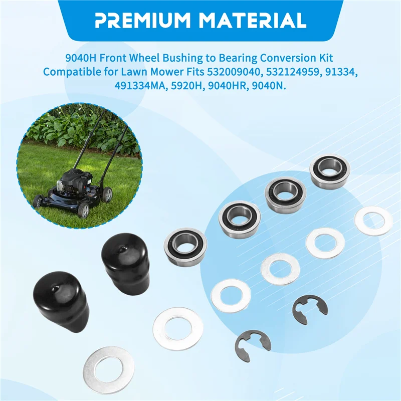 

AB13-Front Wheel Bearing Hardware Kit For 532009040 9040H Front Wheel Bushing To Bearing Conversion Kit Lawn Mower Parts