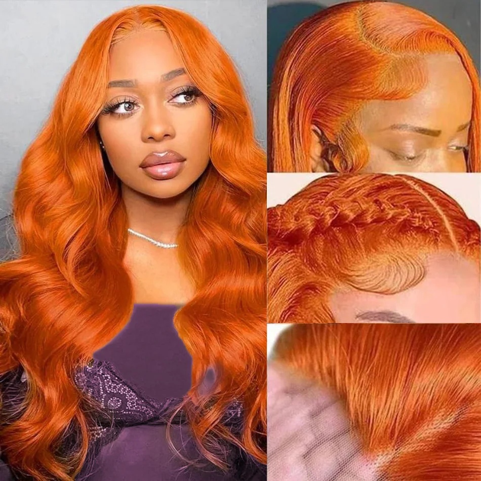 الزنجبيل باروكة من شعر طبيعي الجسم موجة شعر مستعار أمامي 13X6 الشعر البشري 30 بوصة الدانتيل الجبهة الباروكات الملونة الشعر البرازيلي للنساء 230 الكثافة #2