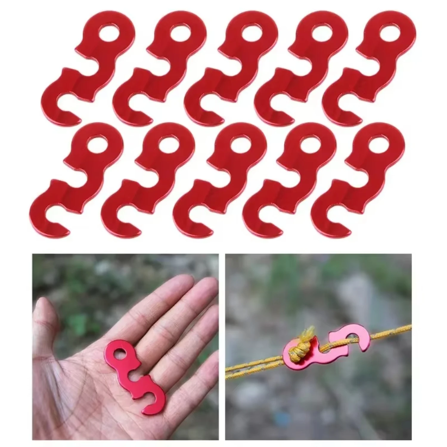 10pcs Adjustable Camping Tent Cord Rope Buckle S Type Tensioners Fastener Kit Outdoor Camping Tents Securing Accessories