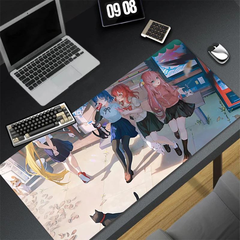 ゲーミングマウスパッドデザイン滑り止めゴム縁縫いデスクマット「ぼっちざろっく」キーボードパッド耐久性ゲーマーとオフィスワーク用マウスパッド