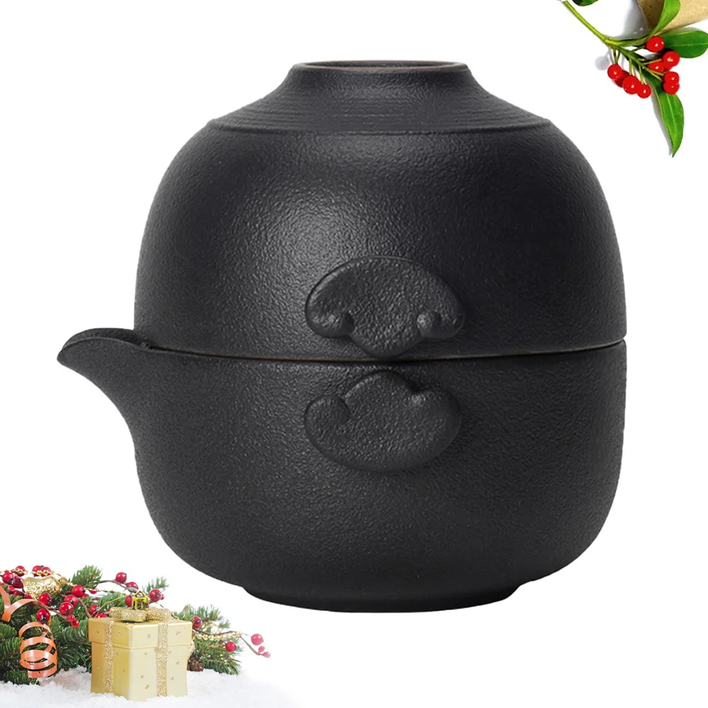 

Portable Kung Fu Tea Set 1 Pot 1 Cup Black Ceramic Multi-Purpose Tea Cup Teapot for Travel Office Home Portable Teapot