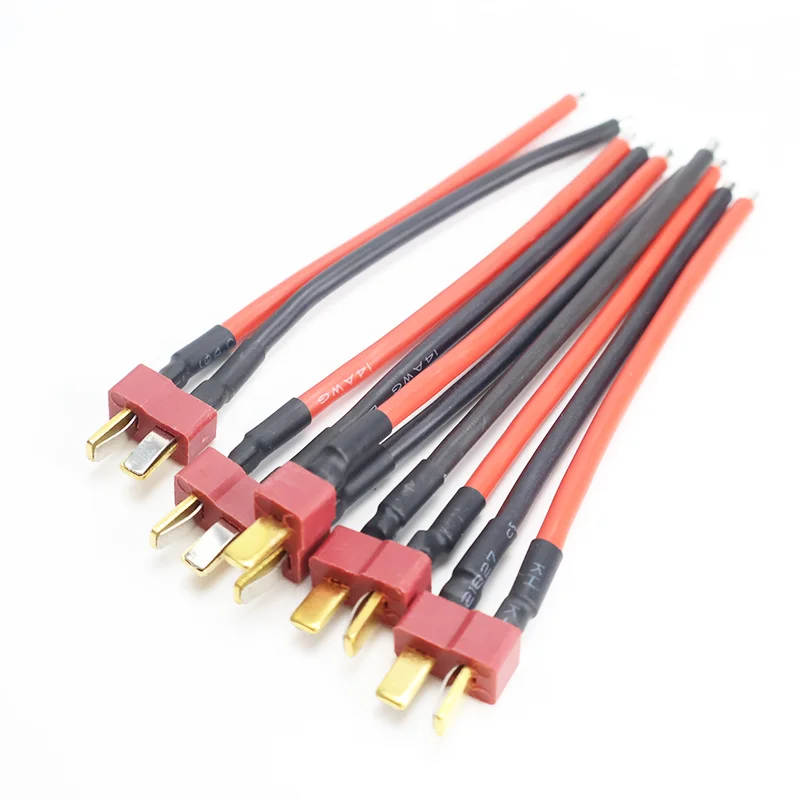 5 uds conector de clavija en T macho/hembra 10cm 14AWG Deans Cable Ultra Pigtail Cable de silicona suave para RC Hobby Quadcopter batería Lipo