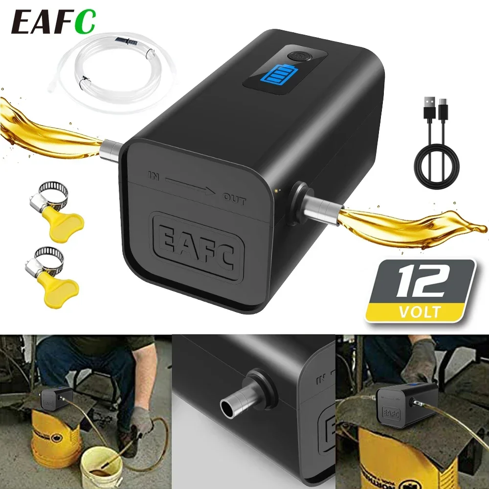 EAFC Tragbare Ölförderpumpe 12V Diesel-Flüssigkeits-Schnellölförder-Transferpumpe Absaug-Kit für Auto und Motorrad