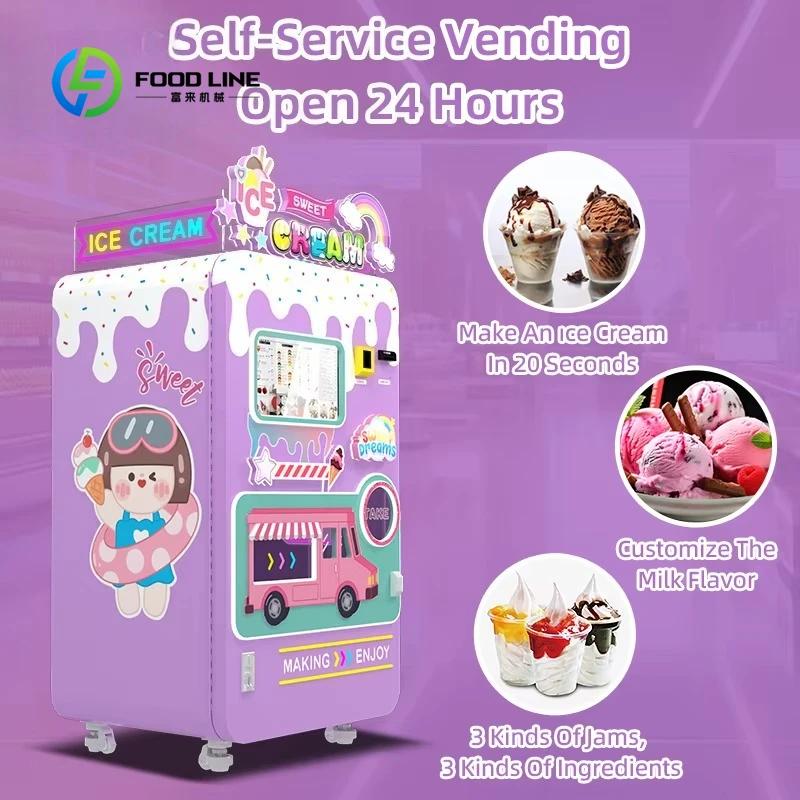 Intelligente touchscreen ijsautomaten, op maat gemaakte OEM ODM, volautomatische instant soft serve ijsmachine, commercieel