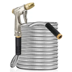 Garden Hose High-Pressure Car Wash Water Pipe Stainless Steel Hose Flexible Heavy-Duty Garden Hose Foldable Twisted Water Pipe