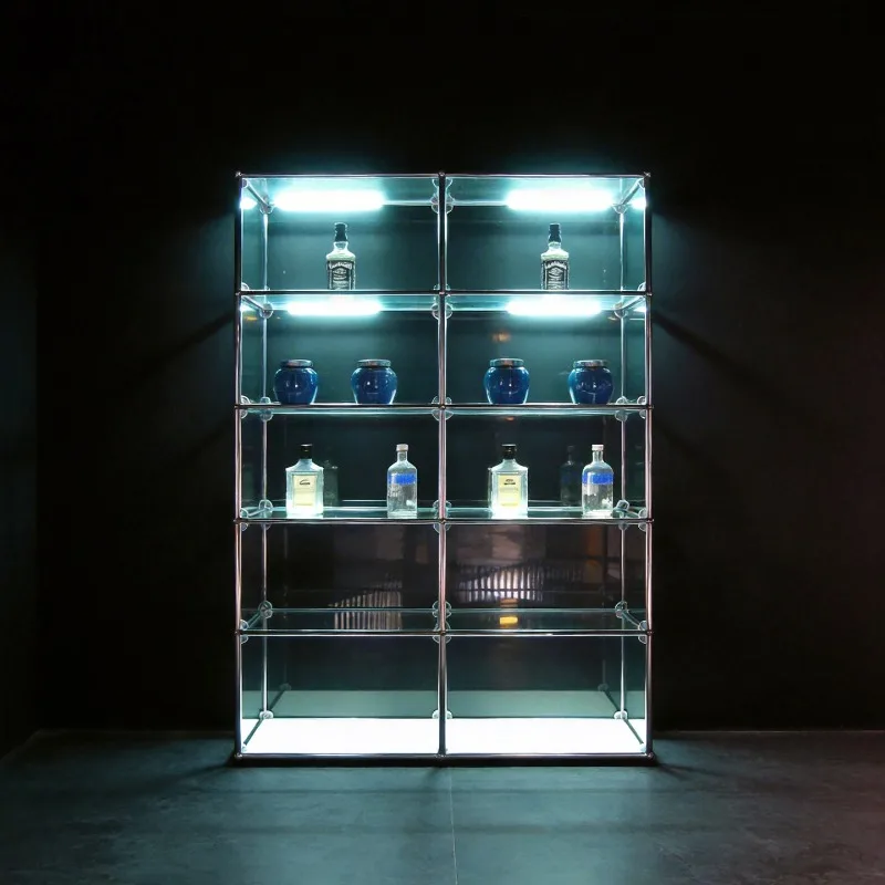 

Transparent glass cabinet Multi-layer storage locker High-end living room floor display cabinet