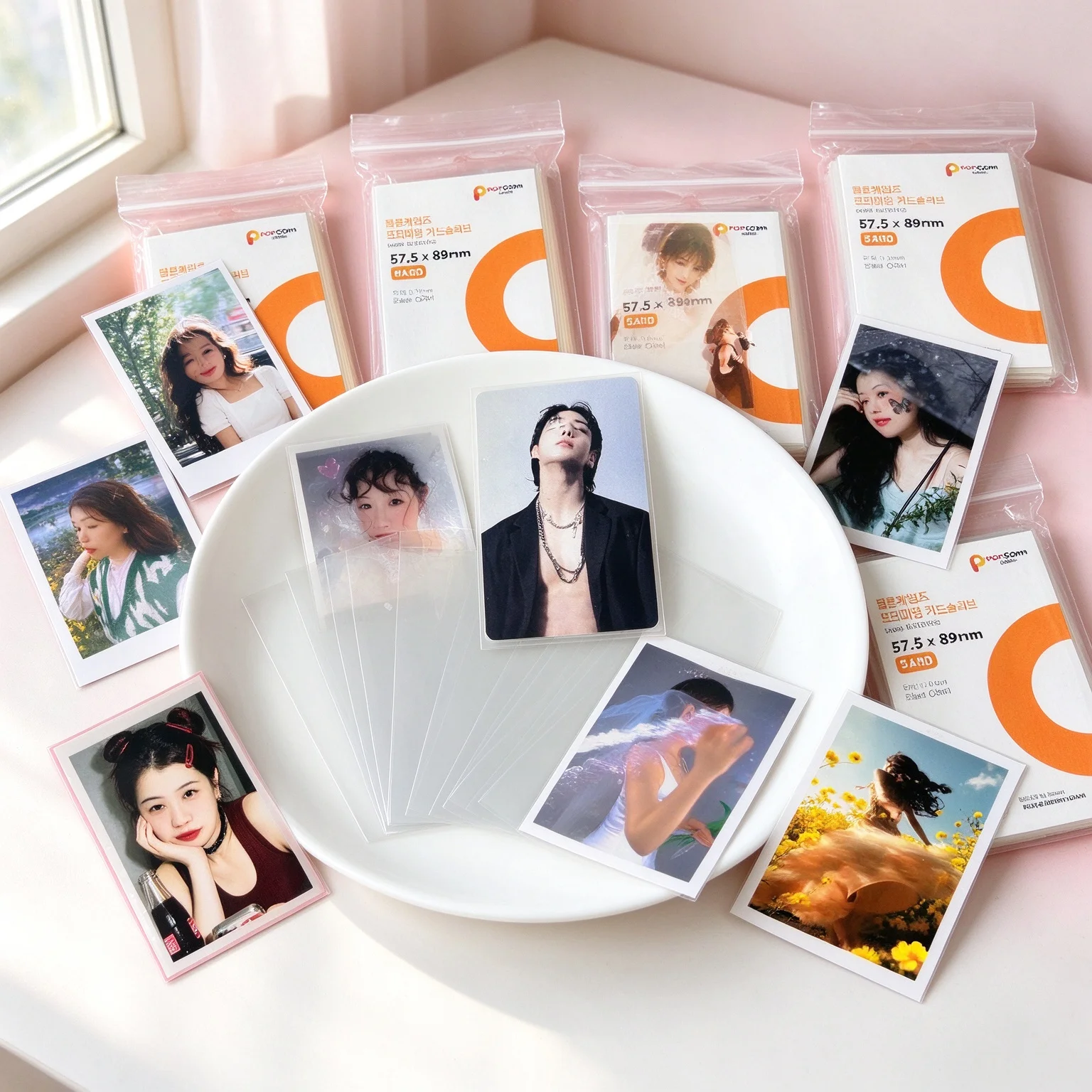 50Pcs 56x87mm 63.5x88mm 70x100mm Thick Card Sleeves Transparent PP Anti-Scratch Kpop Photocard Protector Album Binder Holder