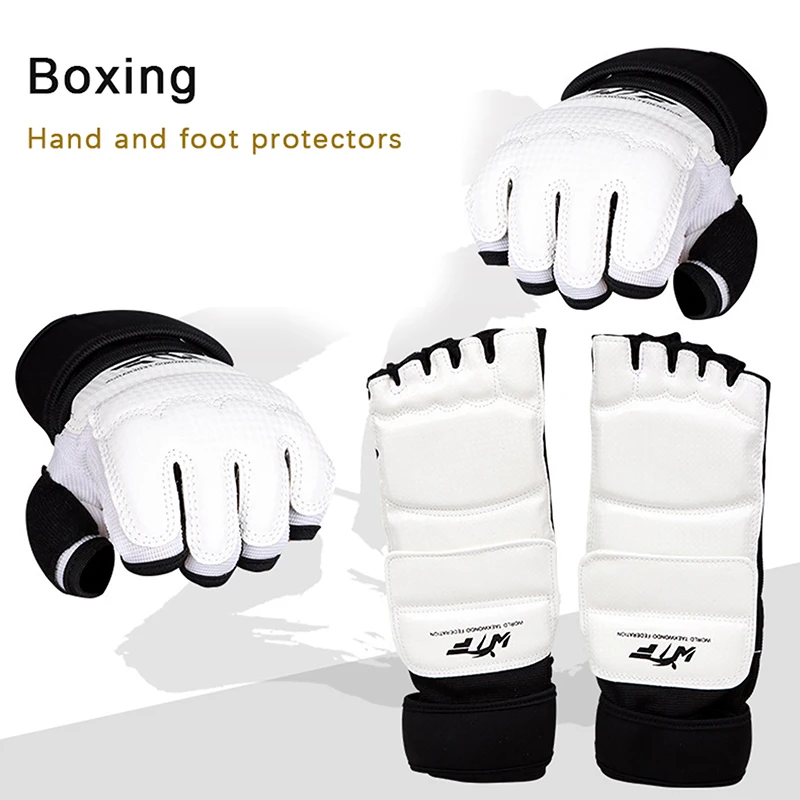 Guantes de cuero para Taekwondo, Protector de tobillo para Karate, Equipo de Boxeo, artes marciales, Protector de mano