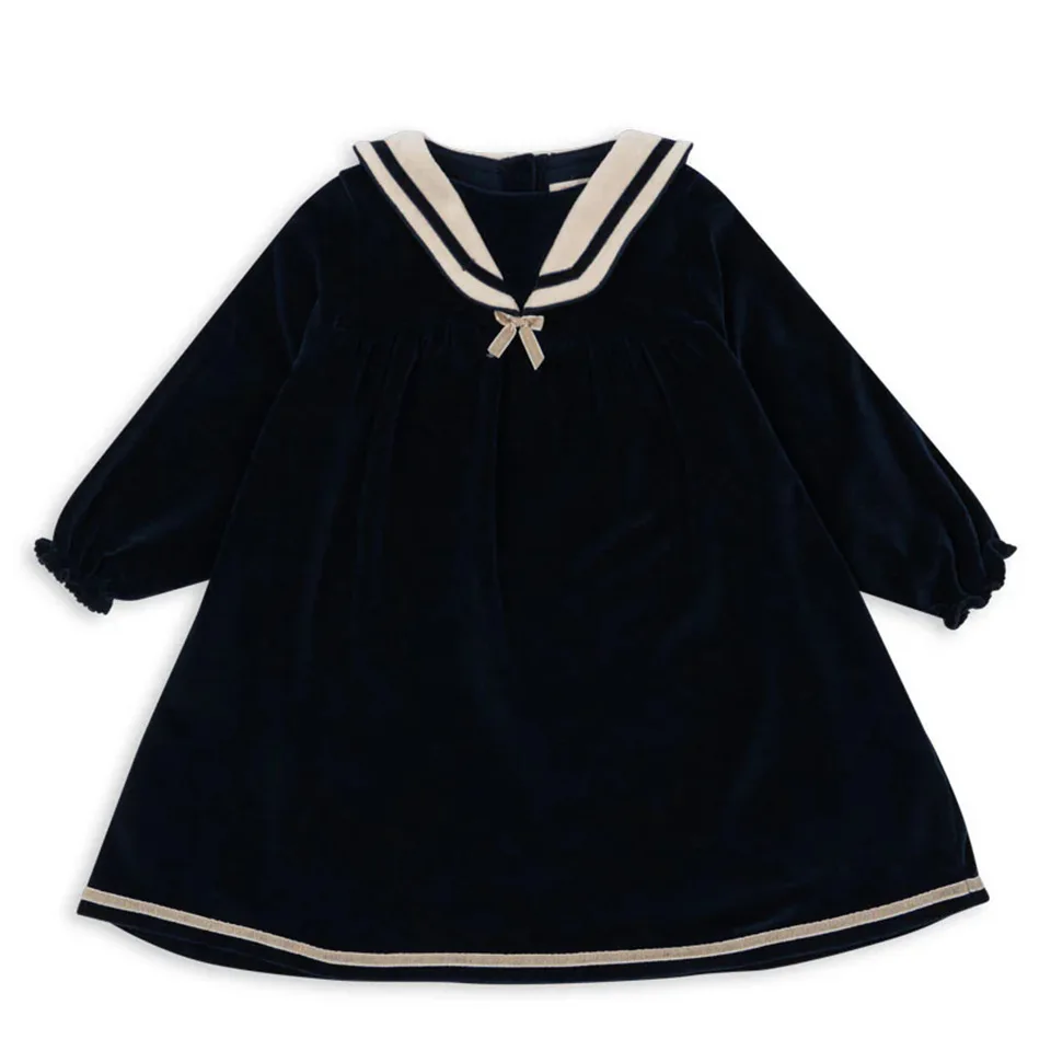 Girls Dress 2024 Fall And Winter New Fashion Bow Velvet Dress Cotton Mesh Lovely Christmas Princess Dress Children's Clothing